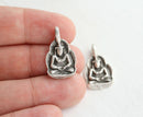 2pc Antique Silver Buddha figure metal charm