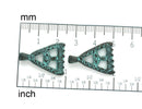 2pc Pyramid Eye triangle charm, Green Patina on copper