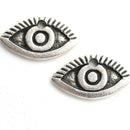 2pc Antique Silver evil Eye charms