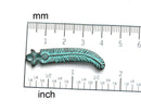 2pc Double Sided Feather charms Green patina