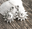 2pc Antique Silver Celestial Sun charms