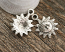 2pc Antique Silver Celestial Sun charms