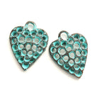 2pc Green Patina Filigree Heart charms 20mm