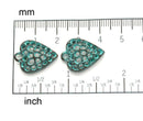 2pc Green Patina Filigree Heart charms 20mm