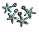 4pc Copper Starfish charms Green patina 18mm