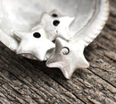 4pc Primitive Antique Silver Star charms 13mm