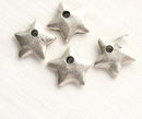 4pc Primitive Antique Silver Star charms 13mm