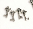 6pc Antique Silver Skeleton key charms