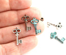 6pc Antique Silver Skeleton key charms