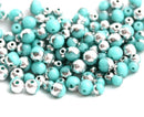 3mm 4mm Turquoise green silver beads mix Czech glass spacers - approx.120Pc