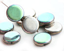15mm Coin Czech Silver beads with mirror finish, round tablet beads - 10Pc