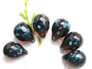6Pc Dark topaz teardrops czech glass, Large glass Briolettes - 10x14mm