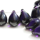 6Pc Dark Royal Purple czech glass Teardrop beads - 10x14mm