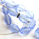 11x8mm Light Sapphire Blue barrel czech glass fire polished oval beads - 20Pc