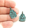 2pc sitting Buddha figure Green patina charms
