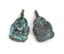 2pc sitting Buddha figure Green patina charms