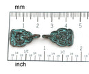 2pc sitting Buddha figure Green patina charms