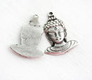 2pc Antique Silver Buddha face charms