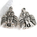 2pc Antique Silver Owl charms, thunderbird