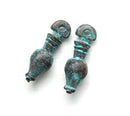 2pc Long Drop copper charm, Green Patina