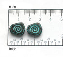 2pc Two hole Spiral Beads, Green patina Spiral Ornament
