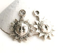 2pc Antique Silver Celestial Sun charms