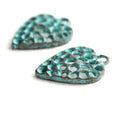 2pc Green Patina Filigree Heart charms 20mm
