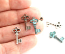 6pc Skeleton small key charms mix