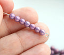 4mm Purple Pink czech glass round spacer druk beads - approx.70Pc