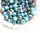 3mm 4mm Turquoise blue beads mix, Metallic Brown luster - approx.120Pc