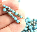 3mm 4mm Turquoise blue beads mix, Metallic Brown luster - approx.120Pc