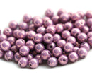 5mm Purple Lustered czech glass spacers, round Dark Pink druk beads - 40Pc