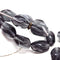 11x7mm Dark gray transparent czech glass barrel druk oval twist beads - 20Pc