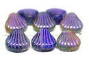 5Pc Blue Purple Glass Shell beads Mix Dark Blue Czech glass beads - 15mm