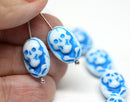 15x10mm Blue White Czech glass skull beads Halloween decor - 4Pc