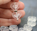 14mm Crystal Clear Heart beads Czech glass beads, 8pc