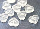14mm Crystal Clear Heart beads Czech glass beads, 8pc