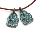 2pc sitting Buddha figure Green patina charms