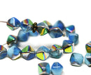 6mm Blue bicone beads AB luster Czech glass beads Metallic beads - 30Pc