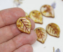 18mm Large Picasso leaf beads, Rustic Brown czech glass - 10Pc