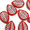 12x16mm Side drilled Red leaf beads, Silver wash czech glass beads 8pc