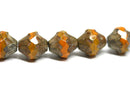 11x10mm Yellow Orange bicone beads Baroque czech glass Picasso Fire polished - 4pc