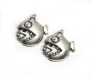 2pc Fish eat fish charms Antique Silver