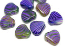 5Pc Blue Purple Glass Shell beads Mix Dark Blue Czech glass beads - 15mm