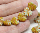 11x13mm Fall colors Maple leaf beads czech glass Green Orange leaf beads - 10Pc