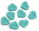 14mm Turquoise Heart Czech glass beads for jewelry making - 8pc