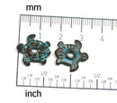2pc Green patina Turtle charms with hole