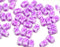 6x4mm White czech glass rice beads Purple Pink stars ornament small oval beads - 50pc