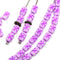6x4mm White czech glass rice beads Purple Pink stars ornament small oval beads - 50pc