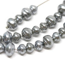 Grey silver Faux pearls czech glass round beads mix 6mm 8mm - 30Pc